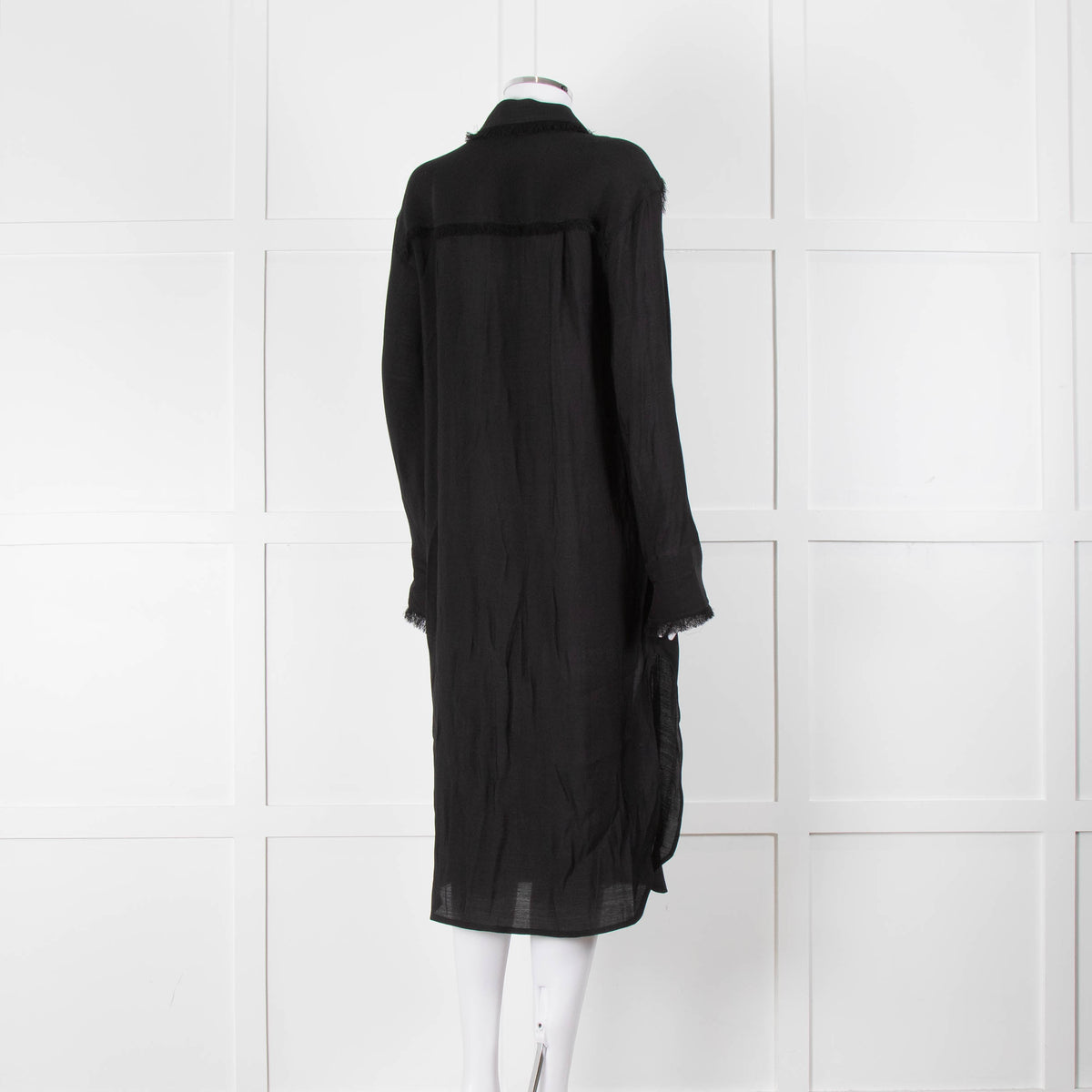 Day Birger et Mikkelson Black Fringed Hem Shirt Dress