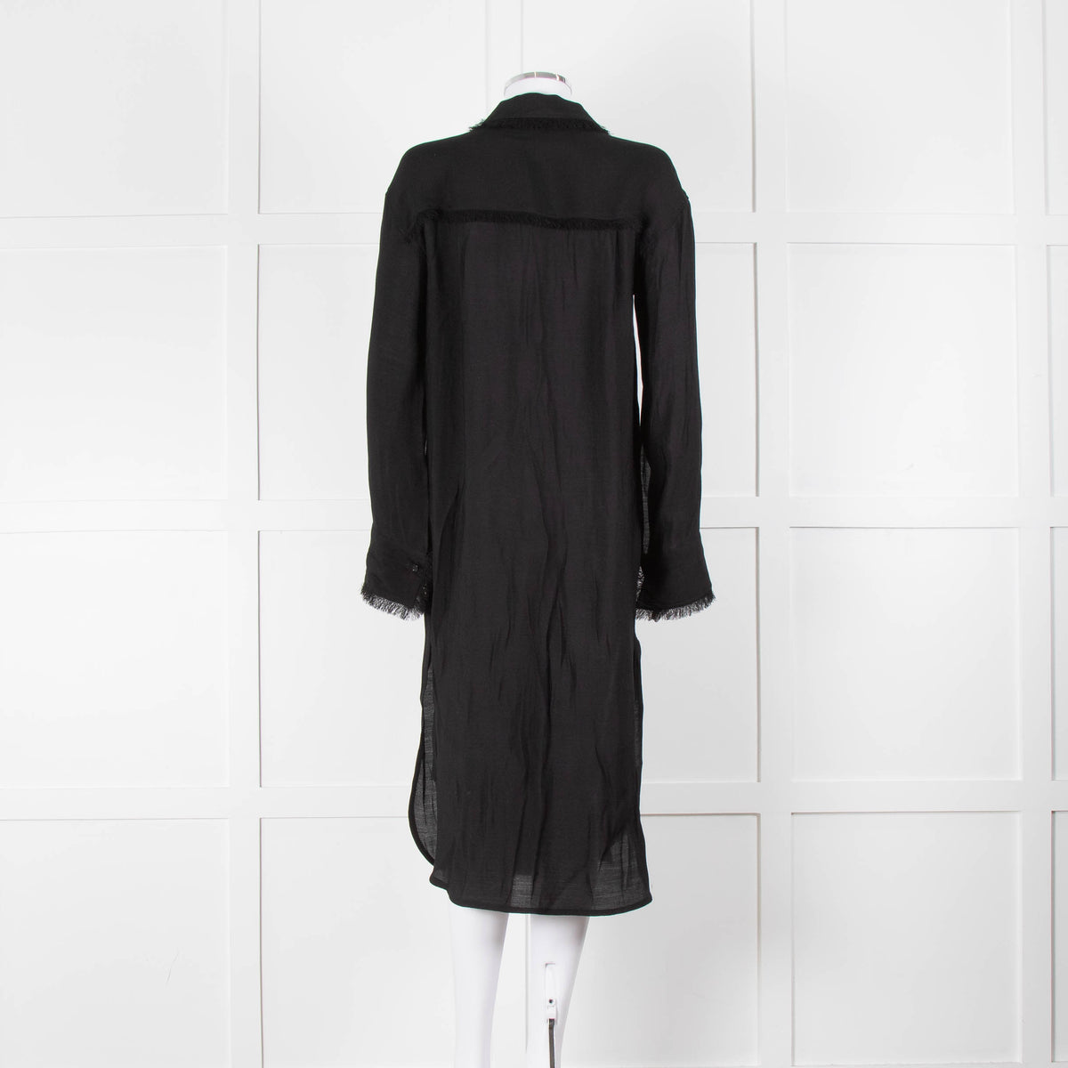 Day Birger et Mikkelson Black Fringed Hem Shirt Dress