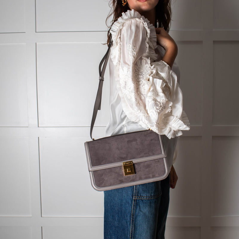 DeMellier Paris Grey Suede Shoulder Bag