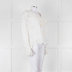 See By Chloe Cream Broderie Cotton Frill Neck Blouse