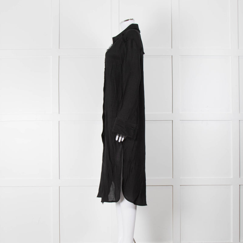 Day Birger et Mikkelson Black Fringed Hem Shirt Dress
