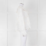 See By Chloe Cream Broderie Cotton Frill Neck Blouse