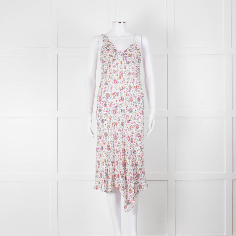 Isabel Marant White Midi Dress with Pink Flower Print
