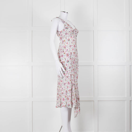 Isabel Marant White Midi Dress with Pink Flower Print