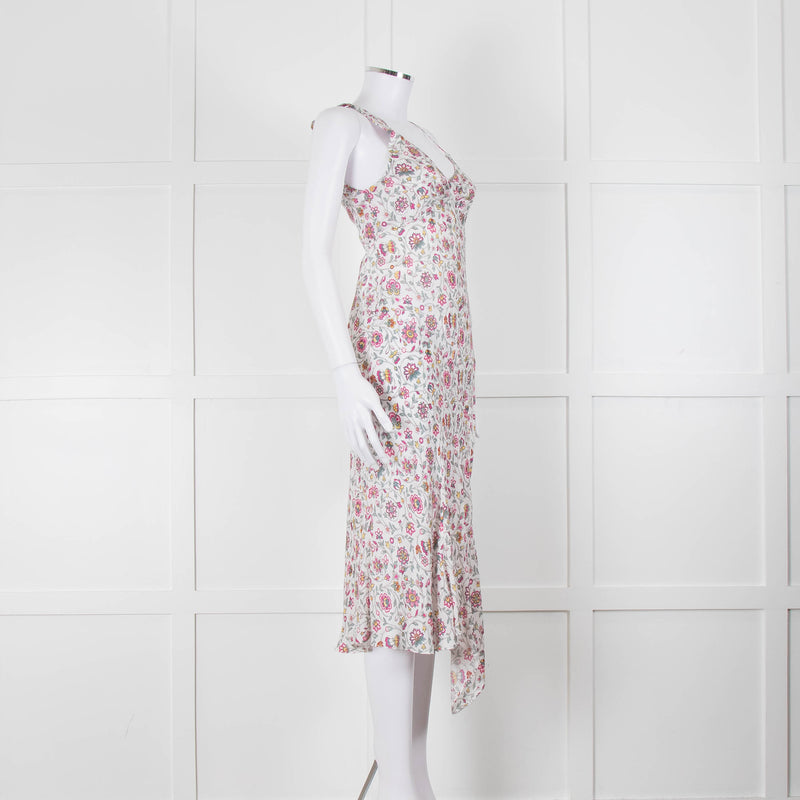 Isabel Marant White Midi Dress with Pink Flower Print