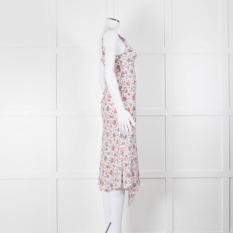 Isabel Marant White Midi Dress with Pink Flower Print