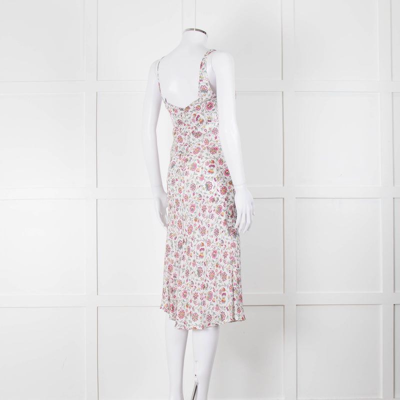 Isabel Marant White Midi Dress with Pink Flower Print