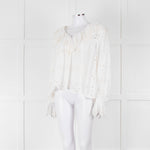 See By Chloe Cream Broderie Cotton Frill Neck Blouse