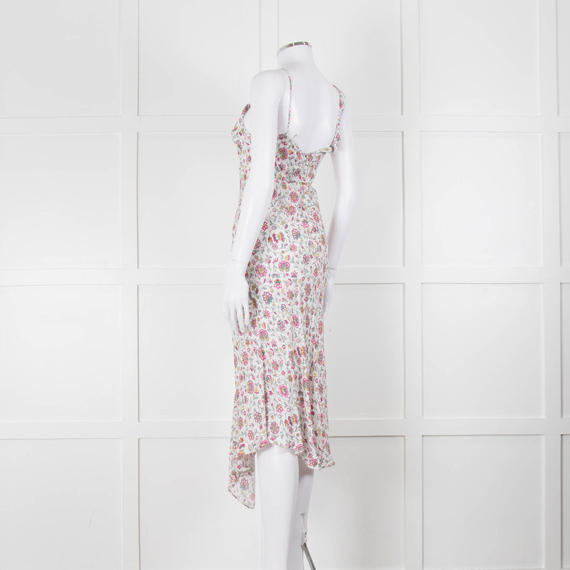 Isabel Marant White Midi Dress with Pink Flower Print