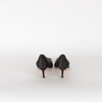 Manolo Blahnik Black Satin Hangisi 50 Kitten Heels