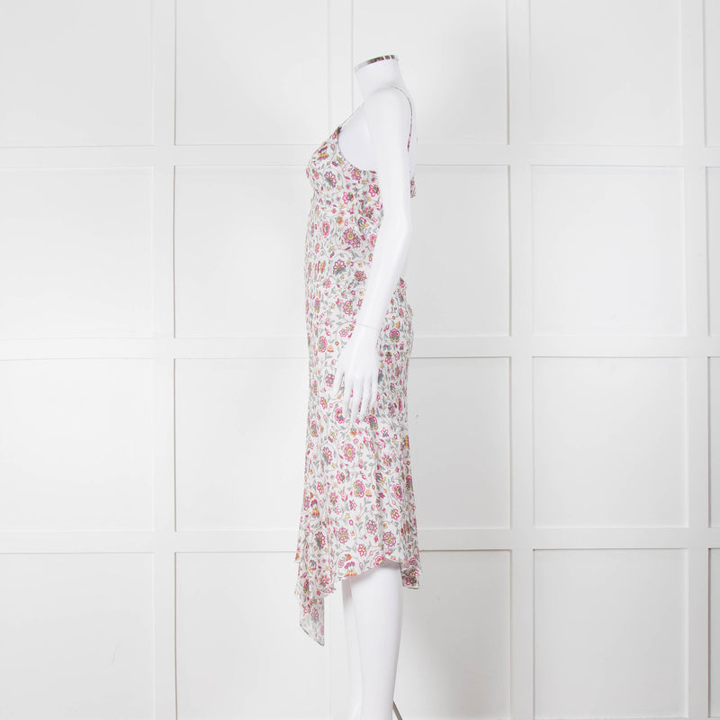 Isabel Marant White Midi Dress with Pink Flower Print