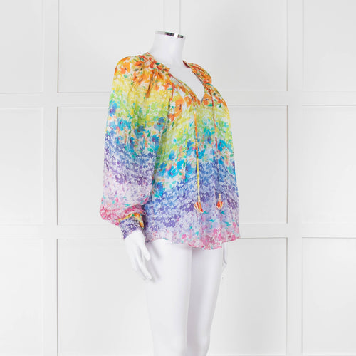 Hale Bob Multi Coloured Blouse with Smocked Cuffs