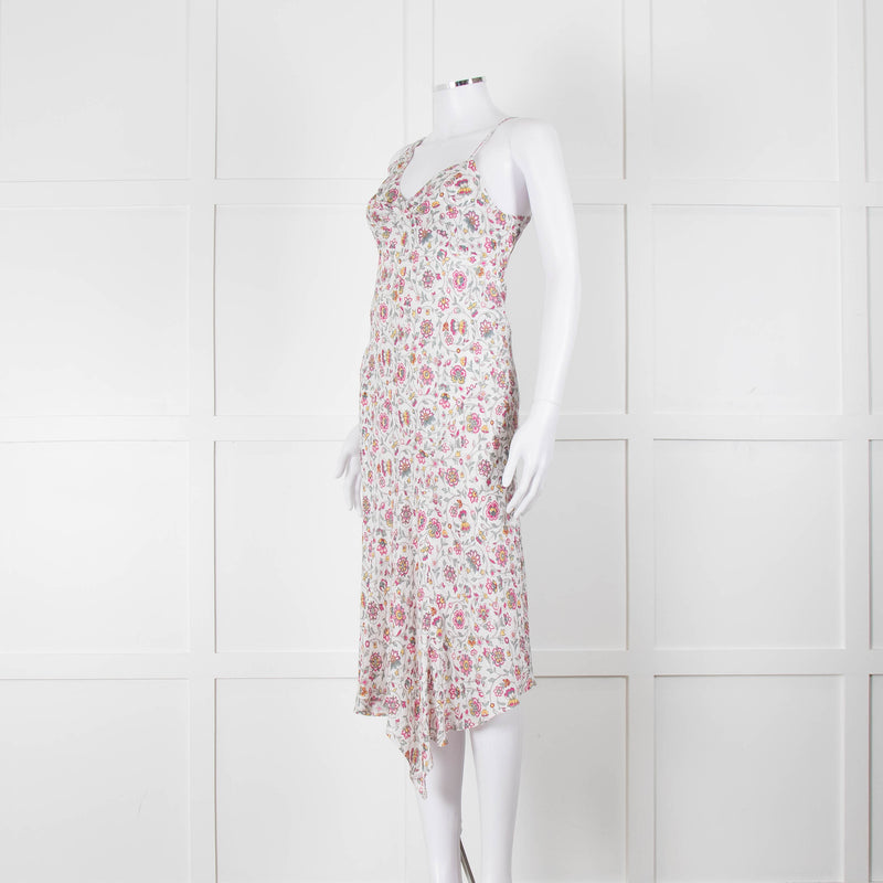 Isabel Marant White Midi Dress with Pink Flower Print