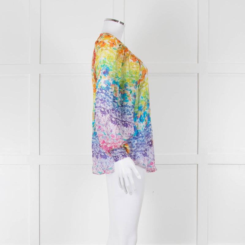 Hale Bob Multi Coloured Blouse with Smocked Cuffs