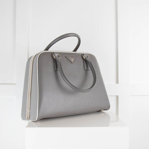 Prada Grey Saffiano Leather Pyramid Bag