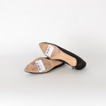 Manolo Blahnik Black Satin Hangisi 50 Kitten Heels