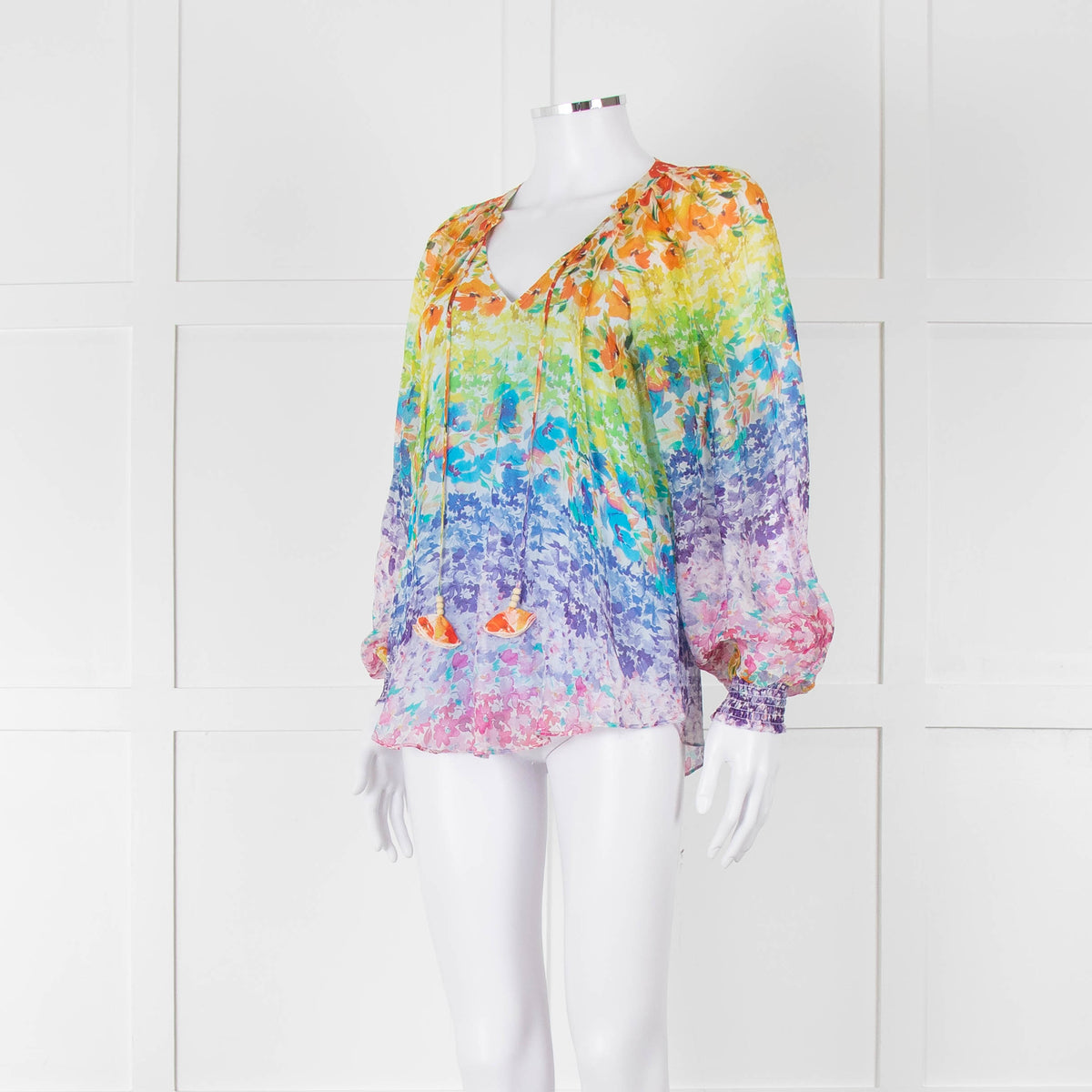 Hale Bob Multi Coloured Blouse with Smocked Cuffs