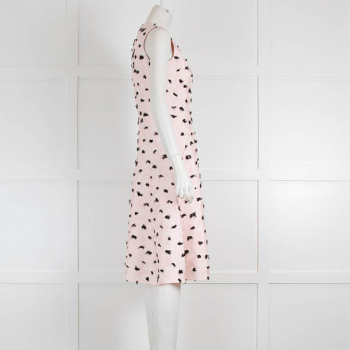 Balenciaga Pale Pink Black Fringed Detail Sleeveless Dress