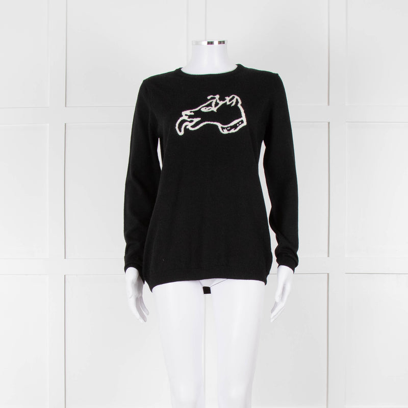 Bella Freud Black Wool Dog Motif Jumper