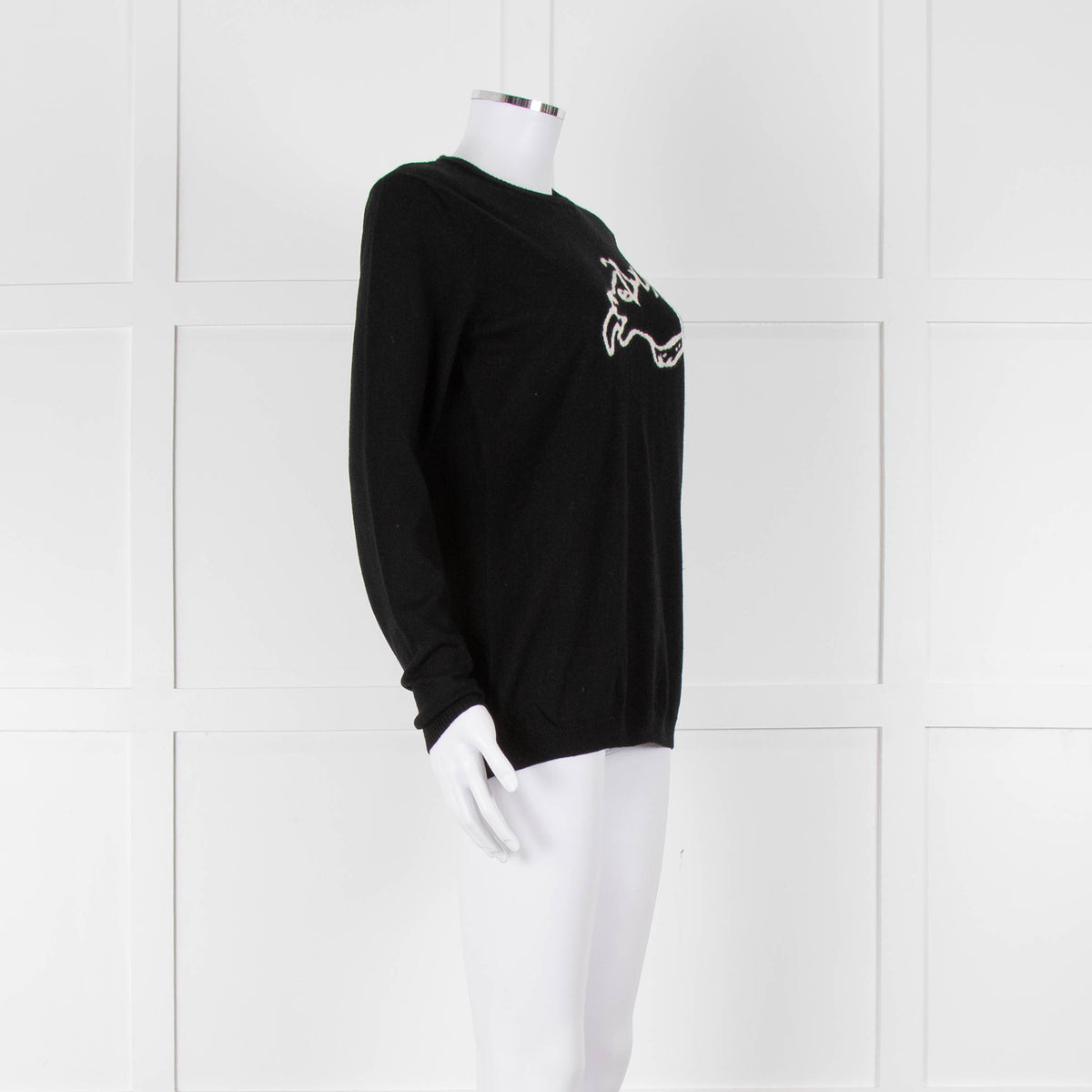 Bella Freud Black Wool Dog Motif Jumper