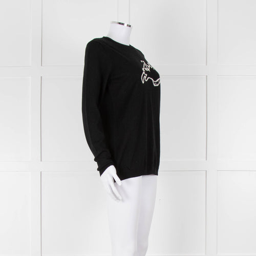 Bella Freud Black Wool Dog Motif Jumper