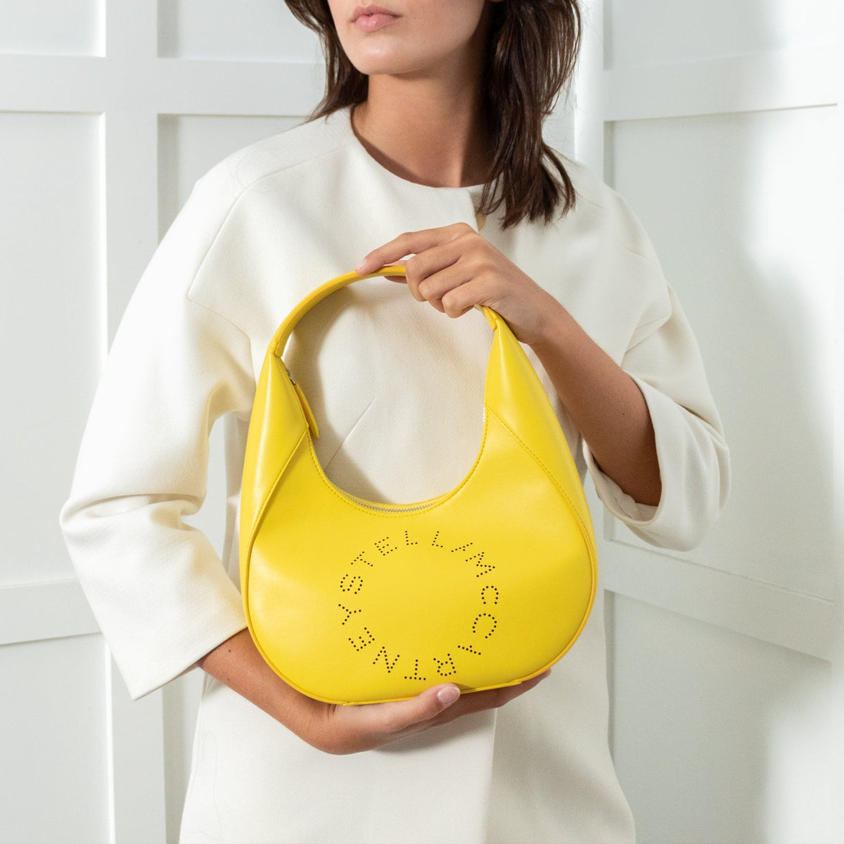 Stella McCartney Yellow Small Logo Shoulder Bag