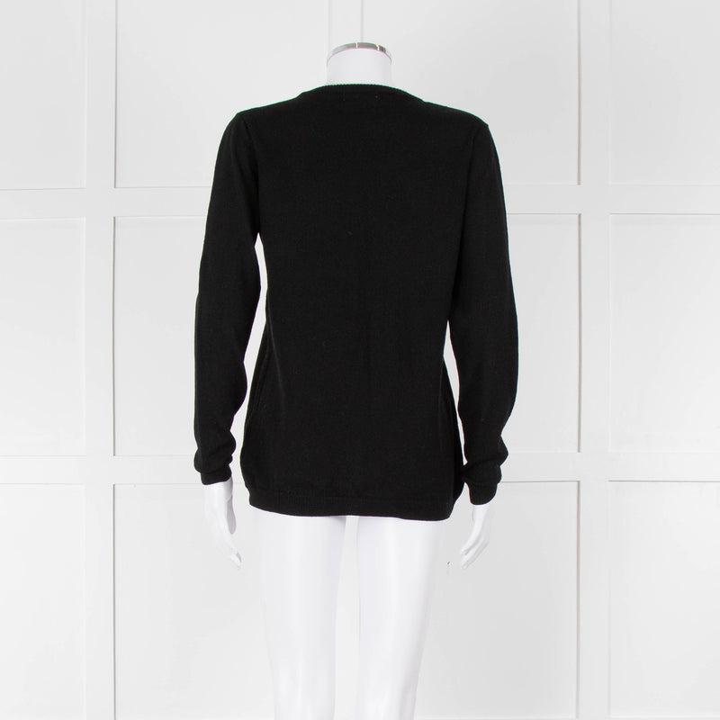Bella Freud Black Wool Dog Motif Jumper
