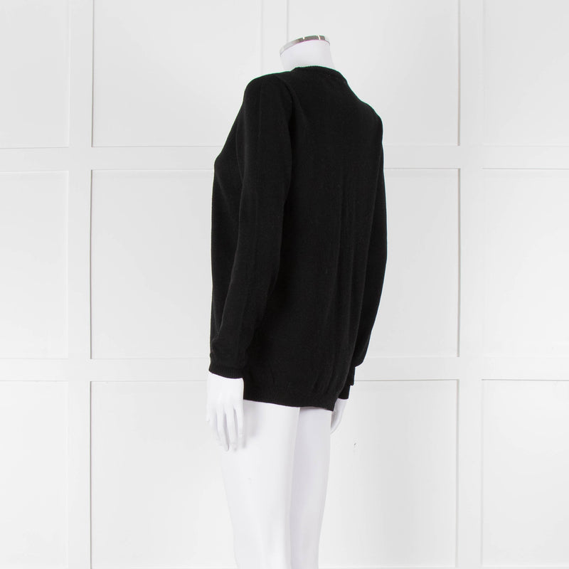 Bella Freud Black Wool Dog Motif Jumper