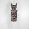 Dolce & Gabbana Grey Black Leopard Print Sleeveless Silk Dress