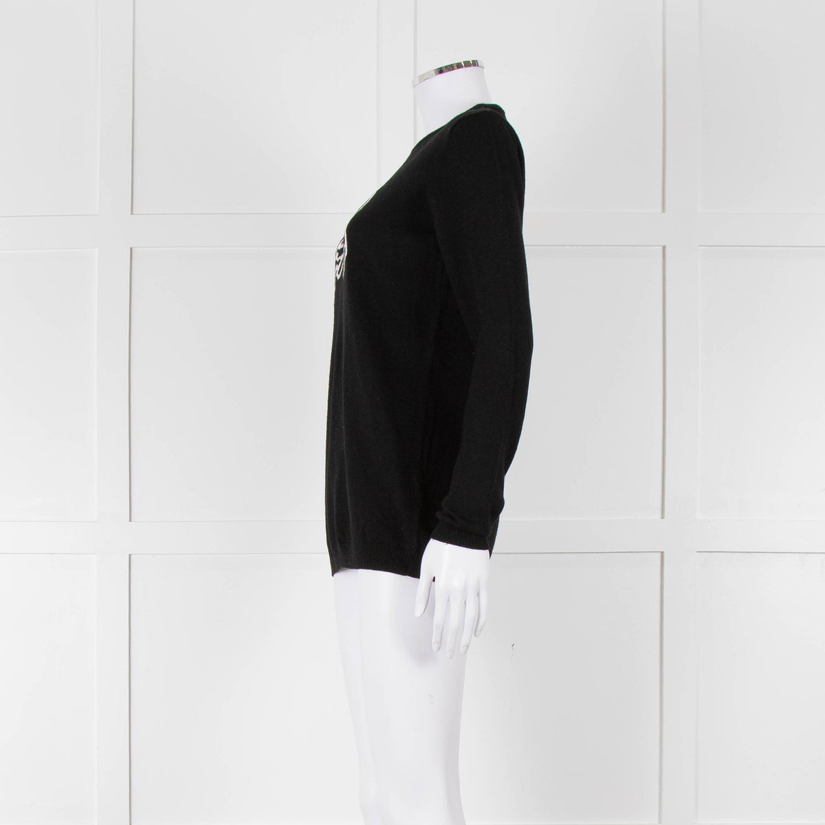 Bella Freud Black Wool Dog Motif Jumper