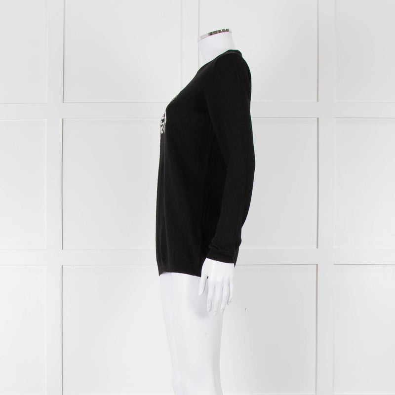 Bella Freud Black Wool Dog Motif Jumper