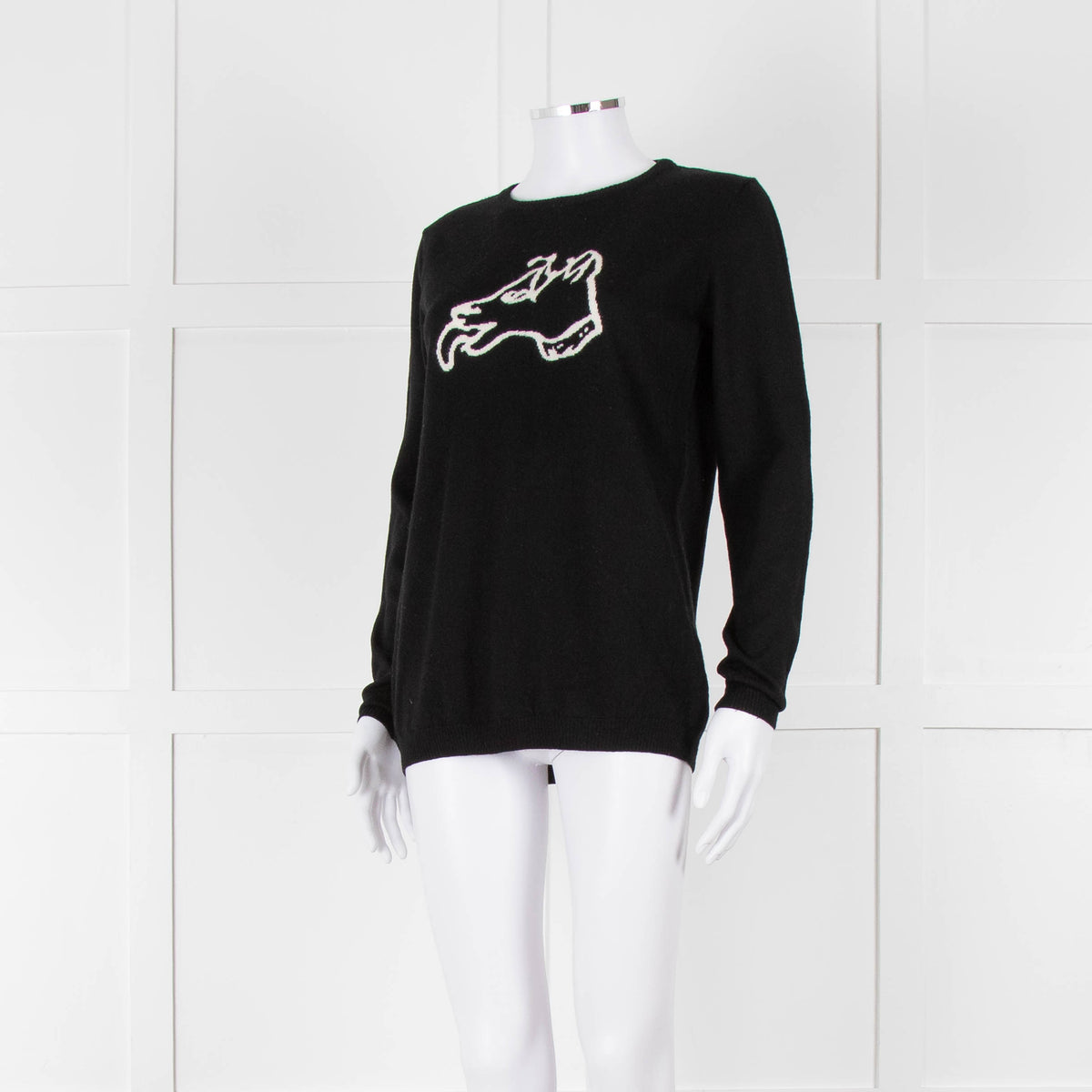 Bella Freud Black Wool Dog Motif Jumper