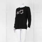 Bella Freud Black Wool Dog Motif Jumper