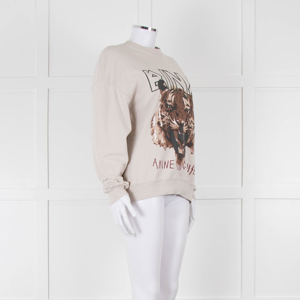 Anine Bing Beige Tiger Graphic Sweatshirt