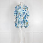 Emporio Sirenuse Blue Holiday Print Short Cotton Dress