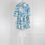Emporio Sirenuse Blue Holiday Print Short Cotton Dress