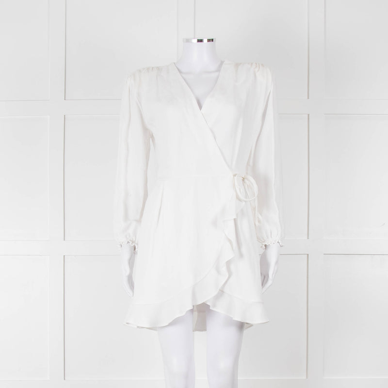 IRO White Linen Mix Wrap Dress