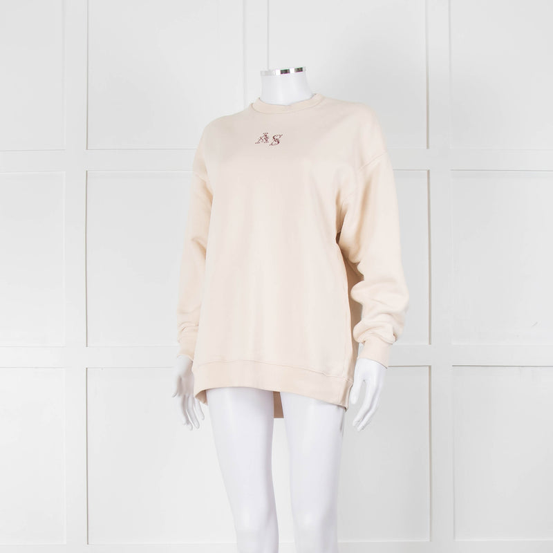 Acne Studios Cream Cross Stitch Embroidery Sweatshirt