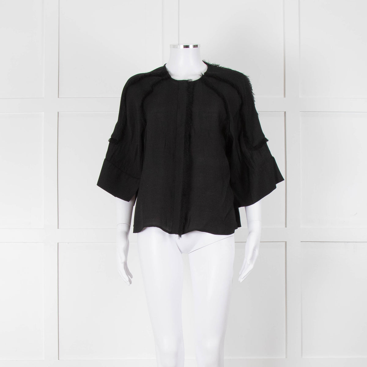 Day Birger et Mikkelson Black Raw Edge Short Sleeve Blouse