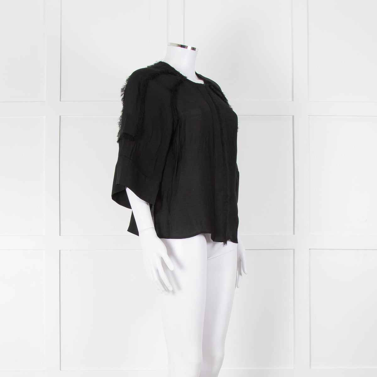Day Birger et Mikkelson Black Raw Edge Short Sleeve Blouse
