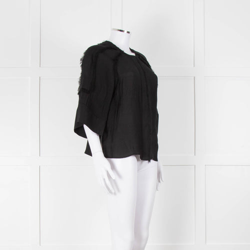 Day Birger et Mikkelson Black Raw Edge Short Sleeve Blouse