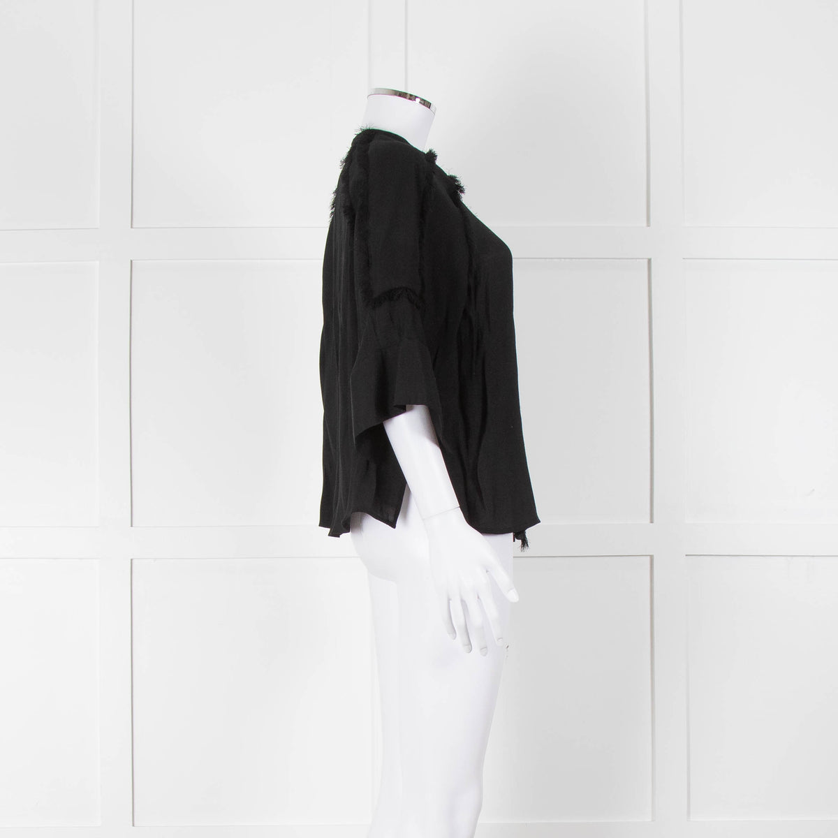 Day Birger et Mikkelson Black Raw Edge Short Sleeve Blouse