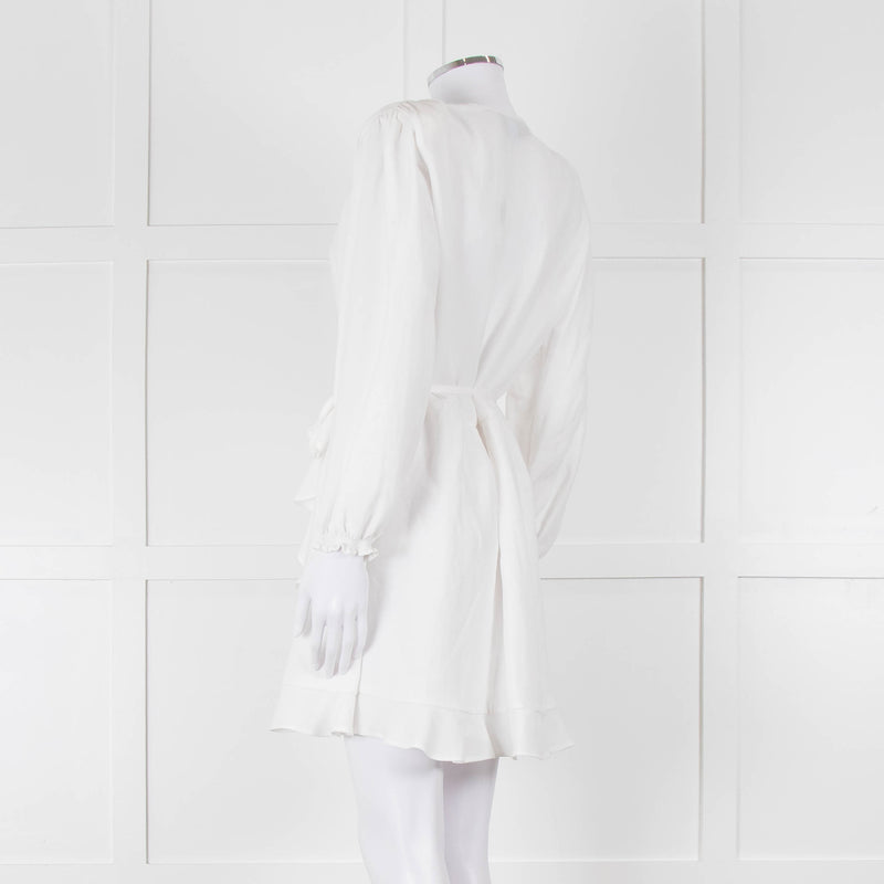 IRO White Linen Mix Wrap Dress