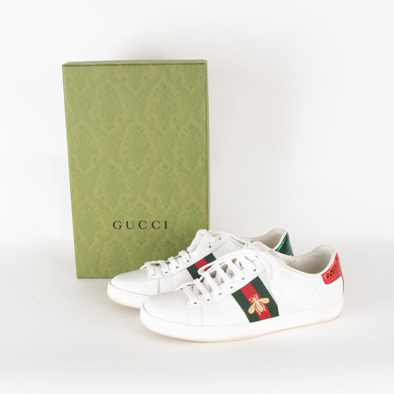 Gucci White Ace Trainers with Bee Motif