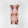 McQ Alexander McQueen Green and Lilac Cap Sleeve Shift Dress