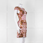 McQ Alexander McQueen Green and Lilac Cap Sleeve Shift Dress