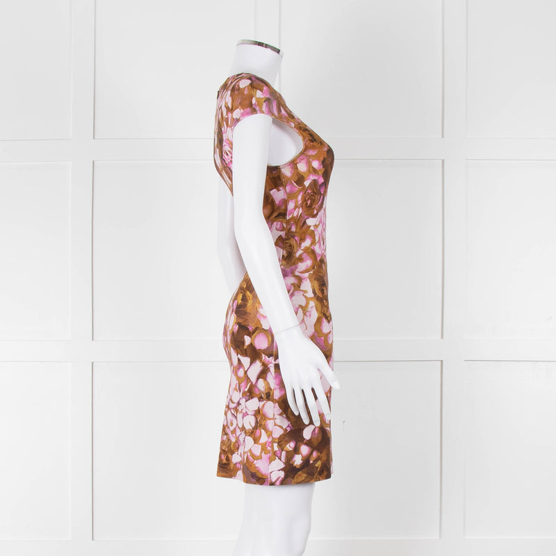 McQ Alexander McQueen Green and Lilac Cap Sleeve Shift Dress