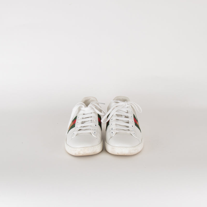 Gucci White Ace Trainers with Bee Motif