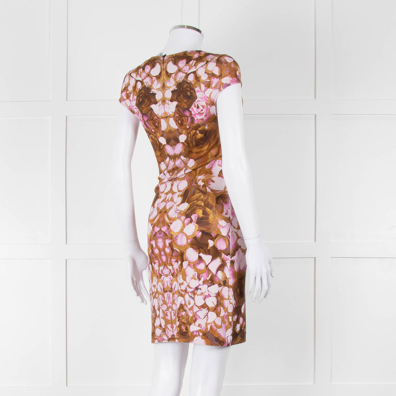 McQ Alexander McQueen Green and Lilac Cap Sleeve Shift Dress