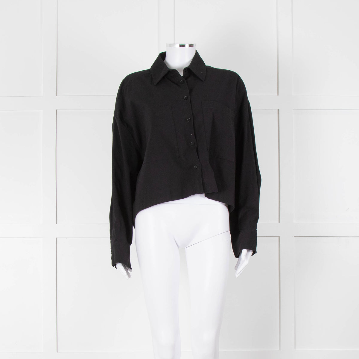 Reformation Black Cropped Boxy Shirt